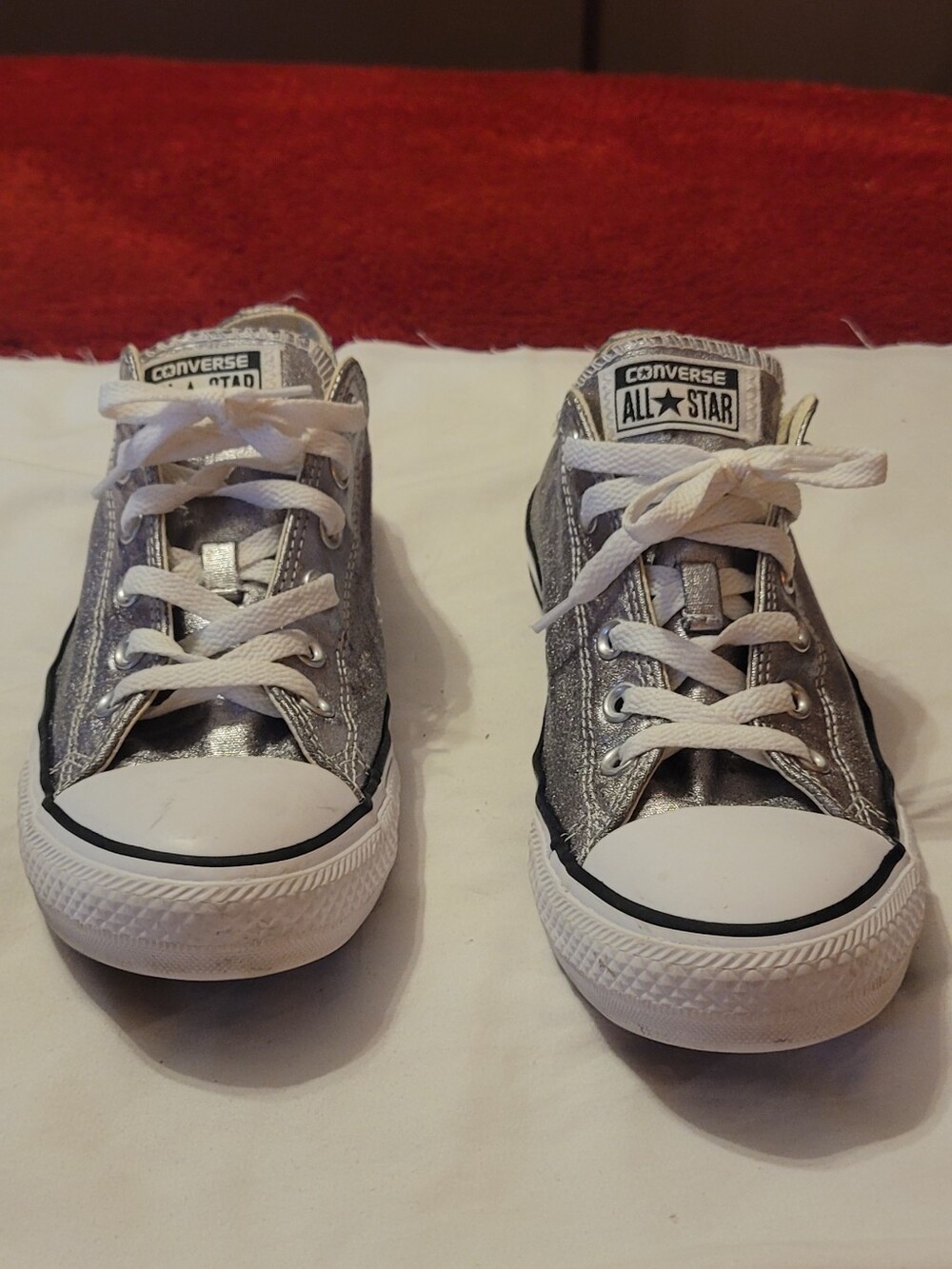 converse silver metallic mens 8 womens 10